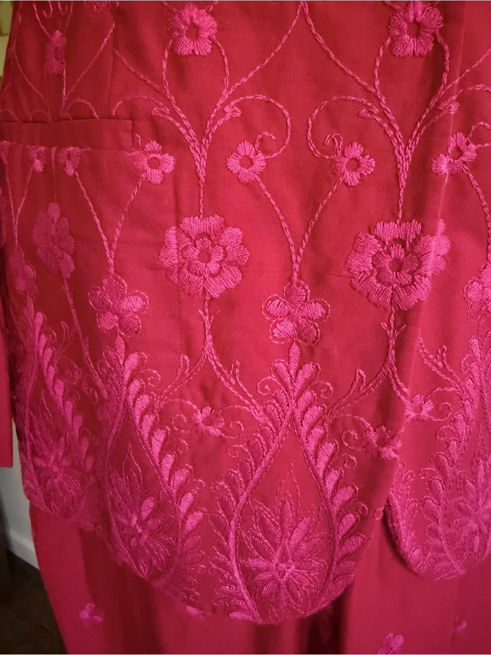 Vintage Romeo Gigli Magenta Floral Embroidered Blazer and Pants Coord Set  NWT
